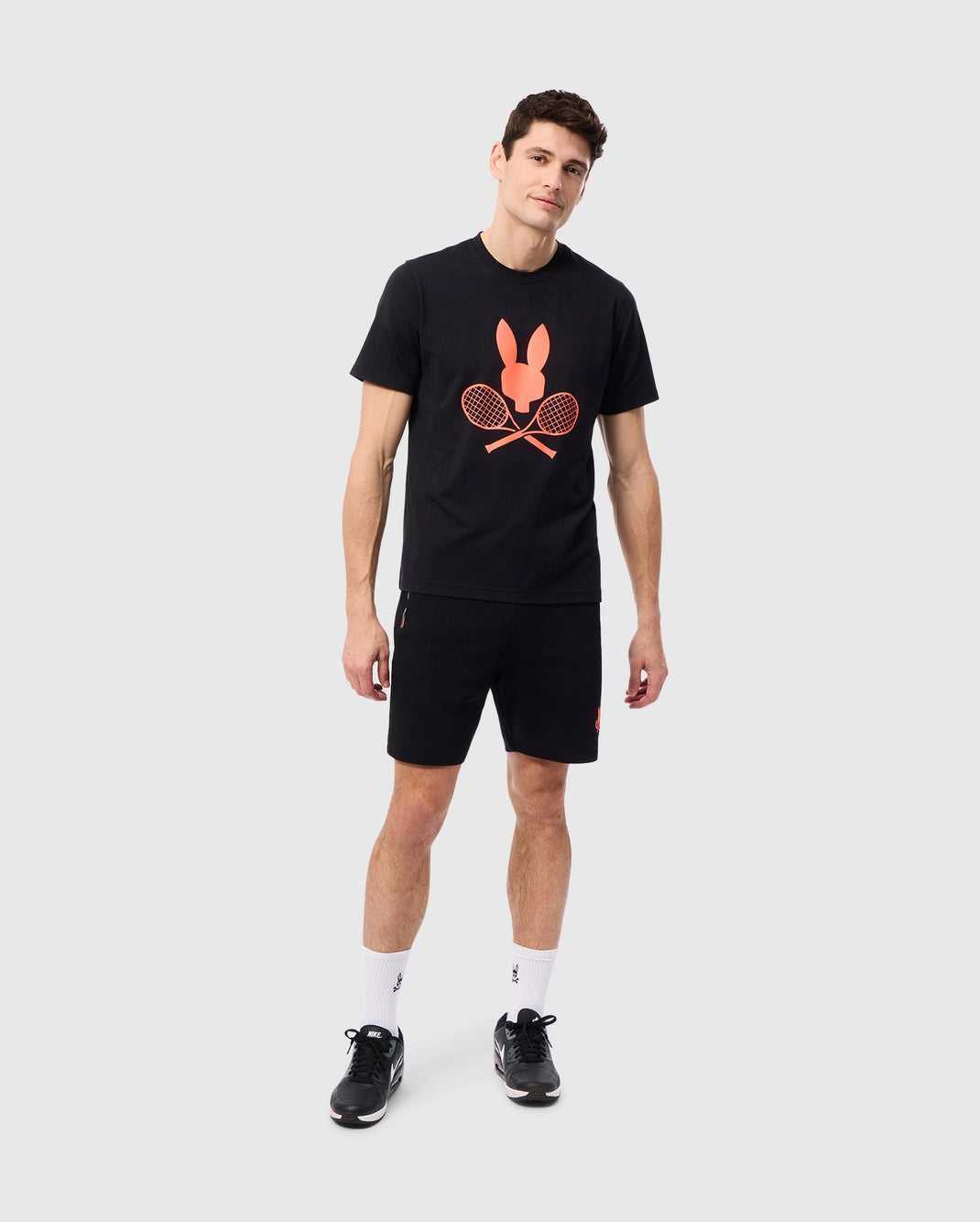 T Shirt Graphique Psycho Bunny Courtside Graphic Tee Noir Homme | BNM-23320144